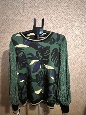 The Bl^nk Floral Adele Green Sweater from Anthropologie